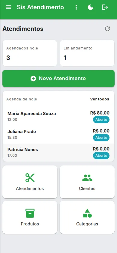 O aplicativo do atendente de campo, com a agenda do dia.